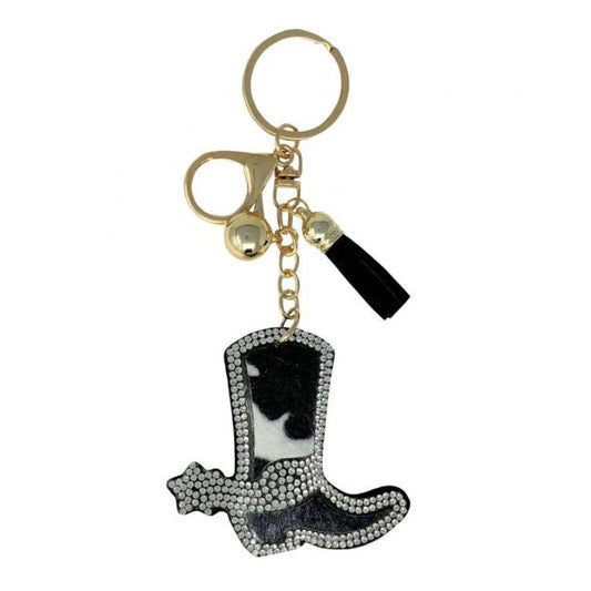 Cow Print Boot Keychain